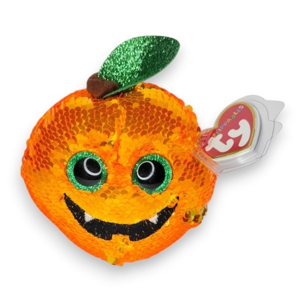 Seeds the Pumpkin | Sparkling Jack-O'-Lantern | Mint Heart Tag TY Flippables